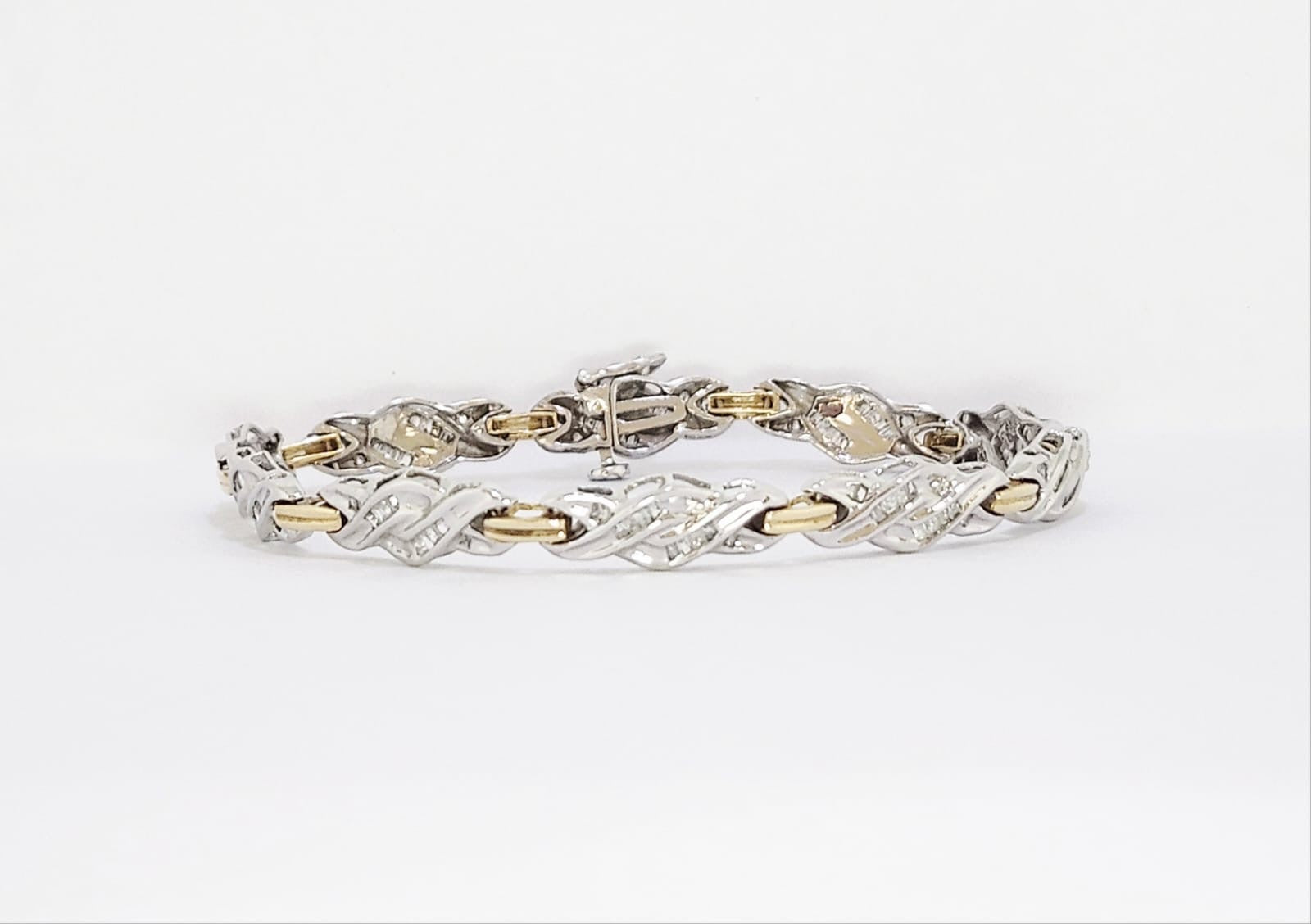 Two Tones Baguette Diamond Bracelet image 0