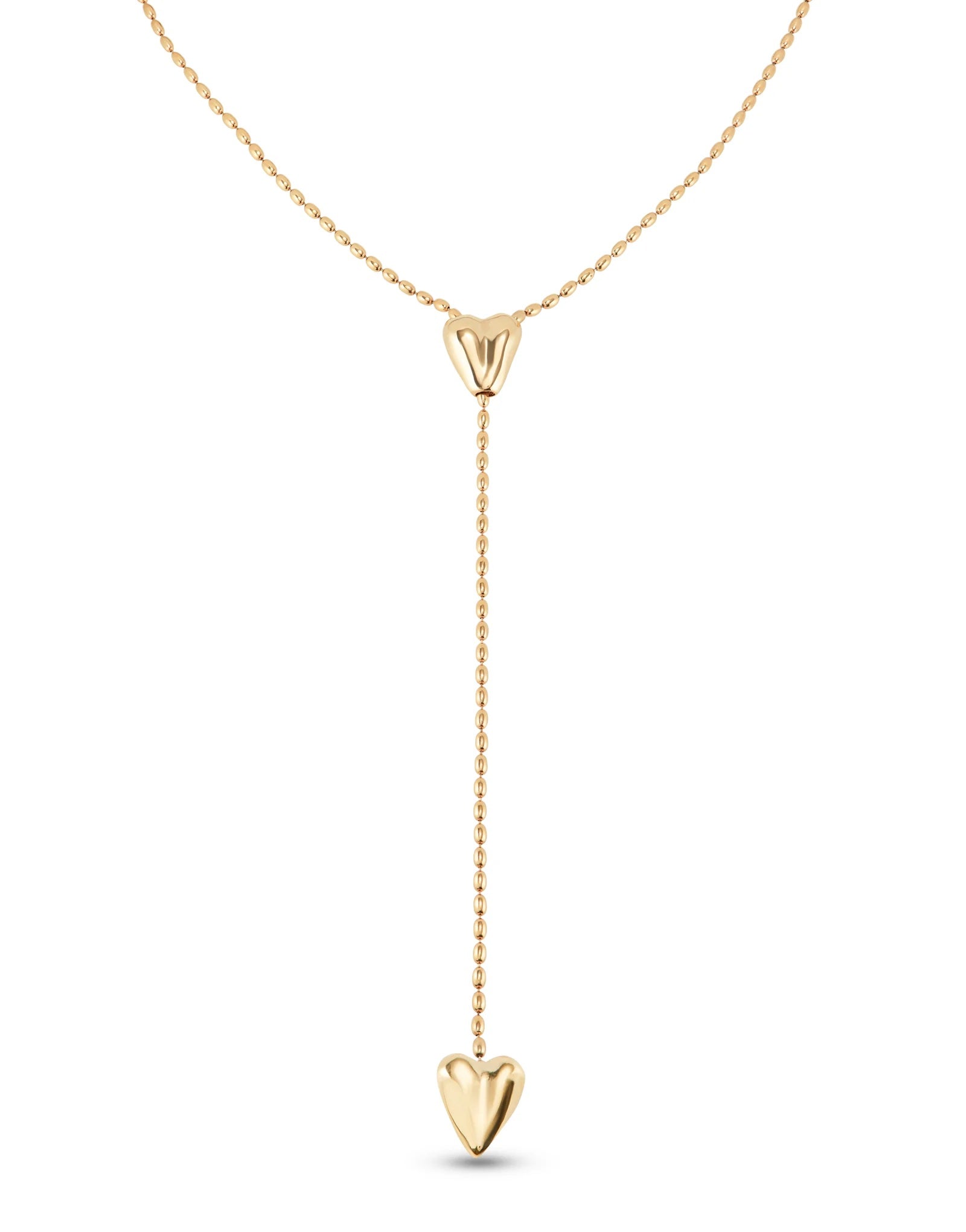 UNO DE 5O- Long adjustable chain necklace with two hearts Gold image 0