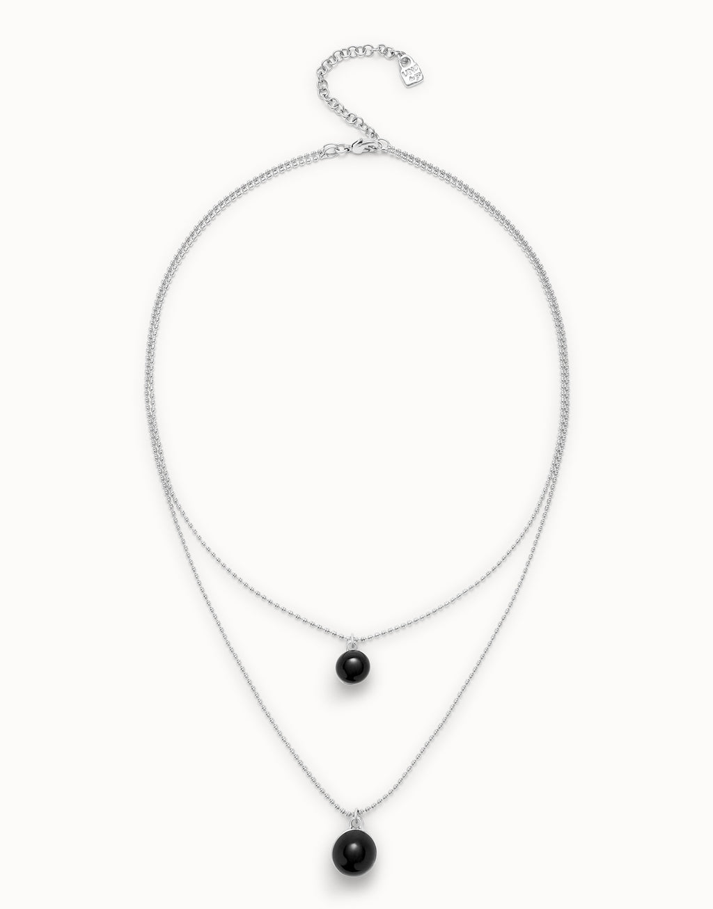 UNO DE 5O- Multi-layer pendant link necklace with black murano glass image 0