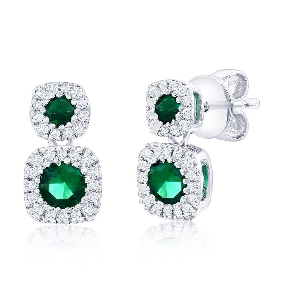 S925- Emerald &amp; Diamonds Earrings image 0