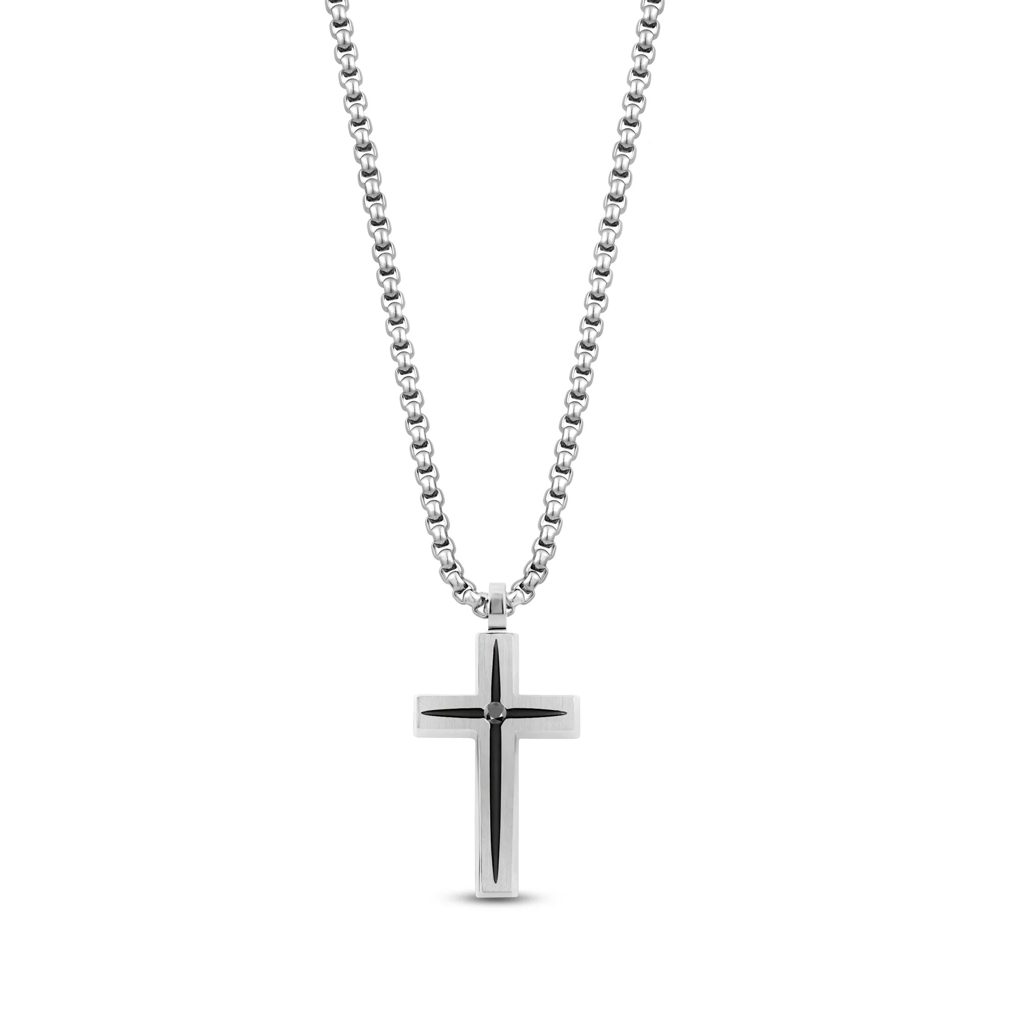 ARZ STEEL- Stone Cross Pendant Silver image 0