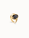 UNO DE 5O- Ring with oval faceted black crystal image 0