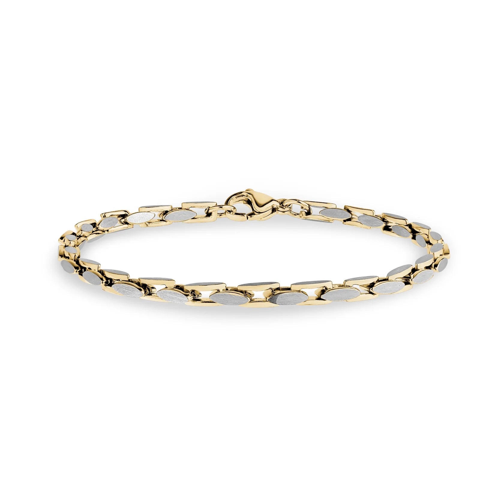 ARZ STEEL- Two-tones Matte Oval Link Bracelet image 0