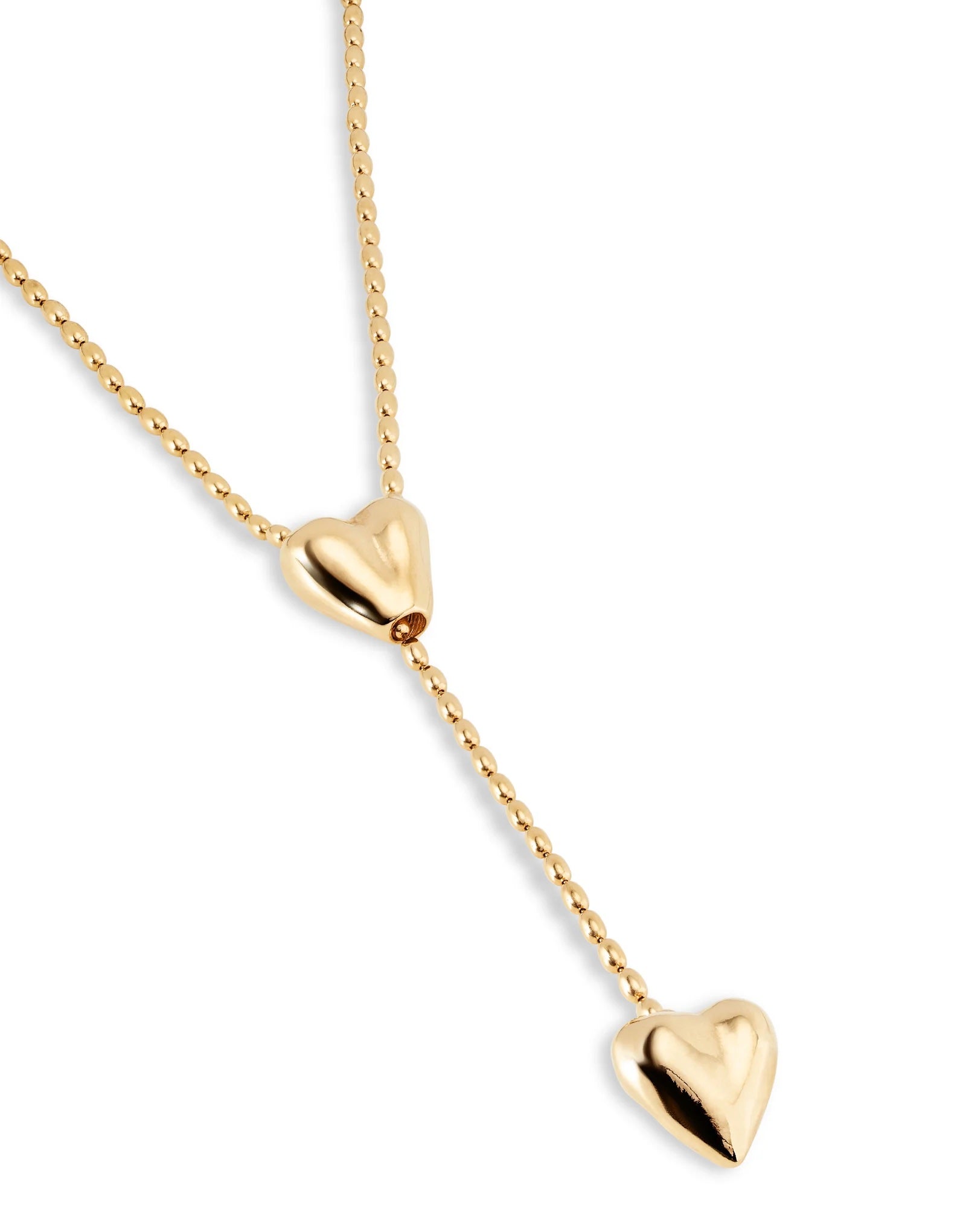 UNO DE 5O- Long adjustable chain necklace with two hearts Gold image 1