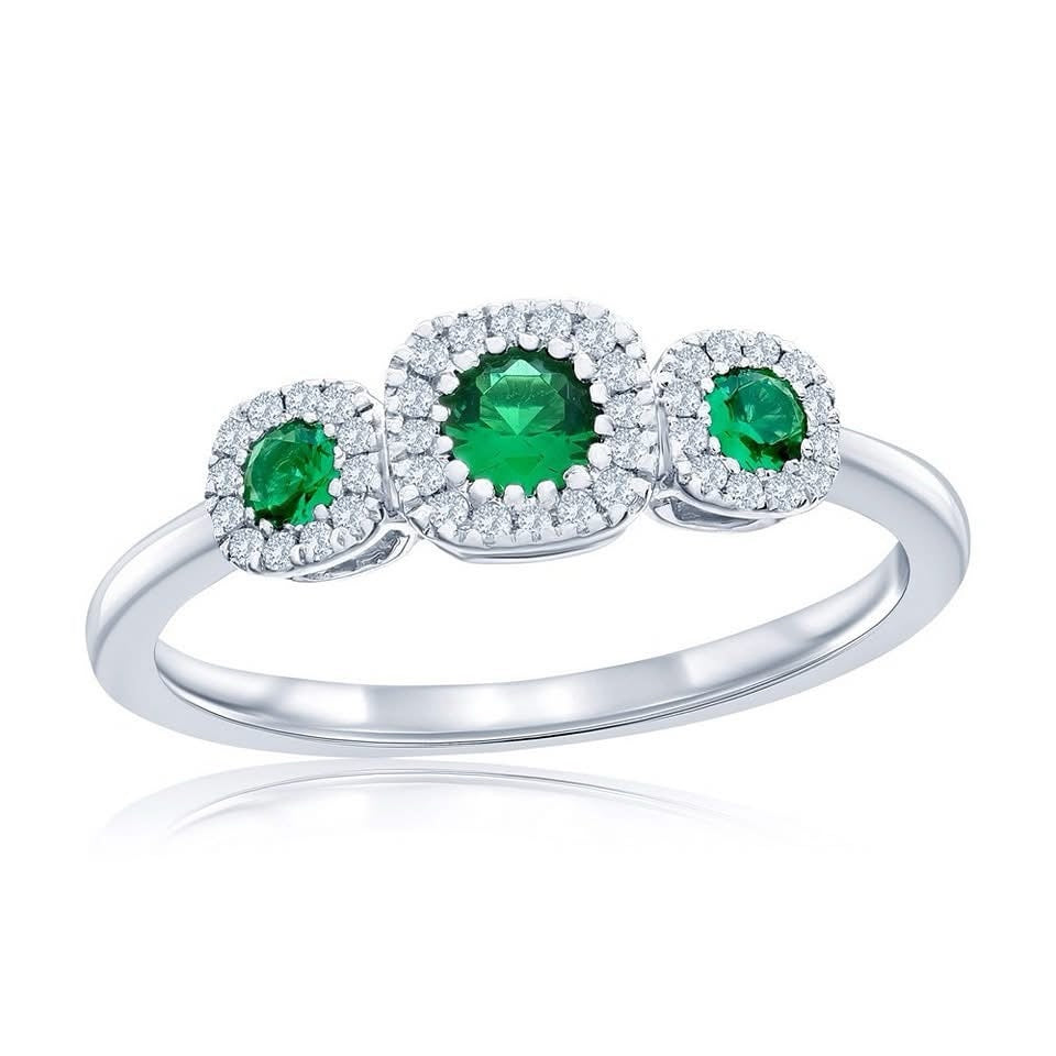 S925- Emerald &amp; Diamonds Earrings image 0