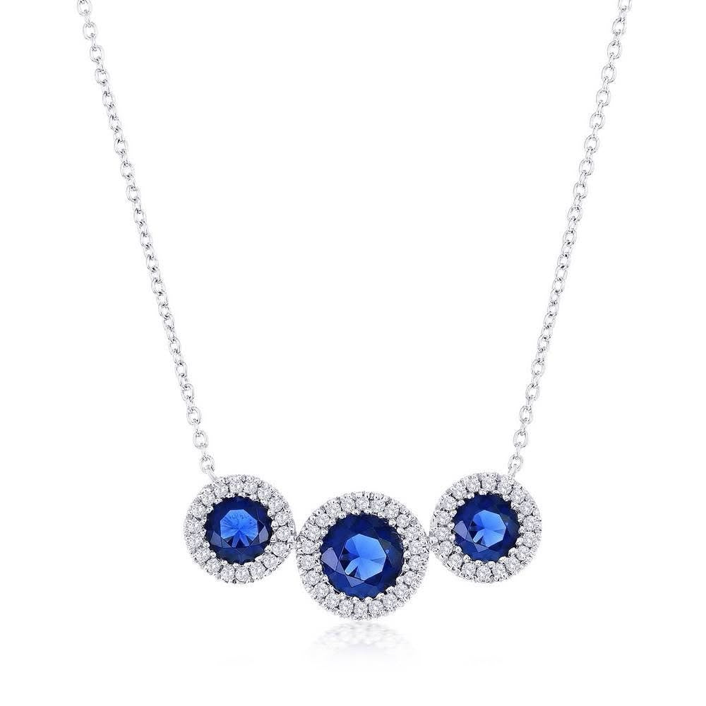 S925- Sapphire &amp; Diamonds Necklace image 0