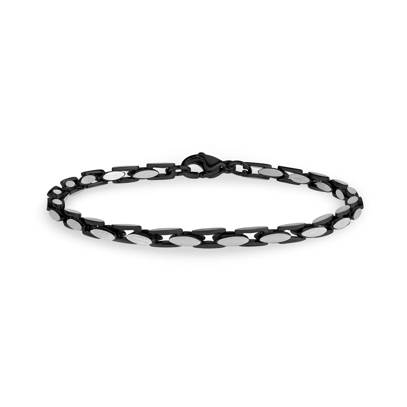 ARZ STEEL- Black &amp; Silver Matte Oval Link Bracelet image 0