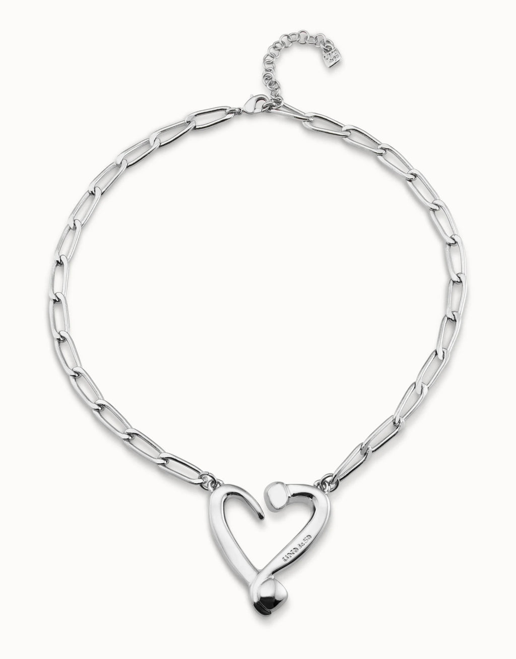 UNO DE 5O- Short link chain pendant necklace with a heart Silver image 0