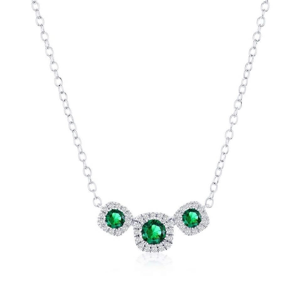 S925- Emerald &amp; Diamonds Necklace image 0