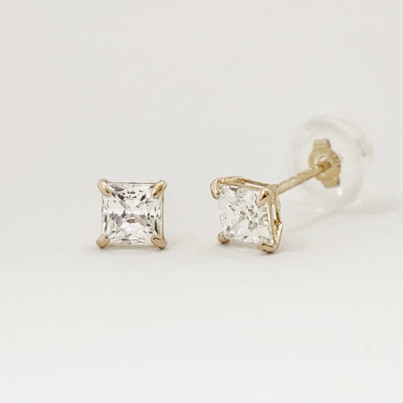 CZ- 4mm Heavy Basket Earrings image 0
