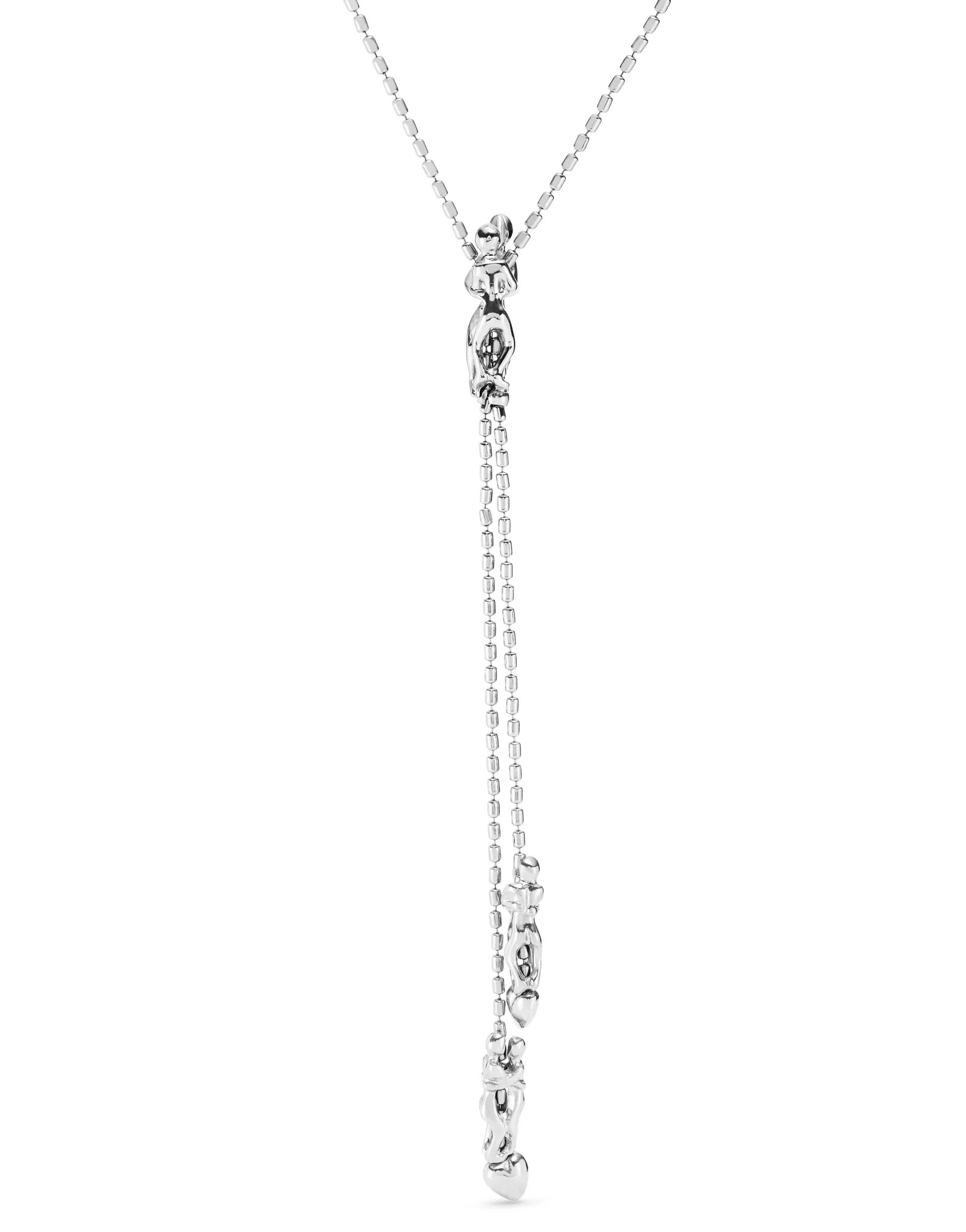 UNO DE 5O- Long adjustable chain necklace with three figures- Silver image 1