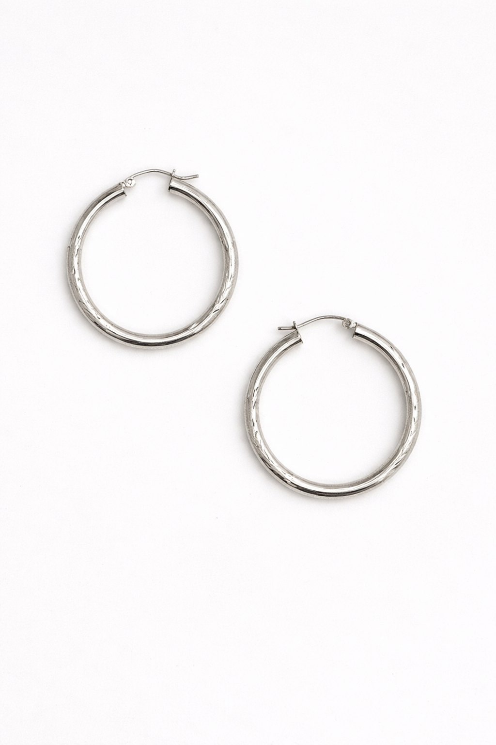 White Gold Fancy Hoops Medium