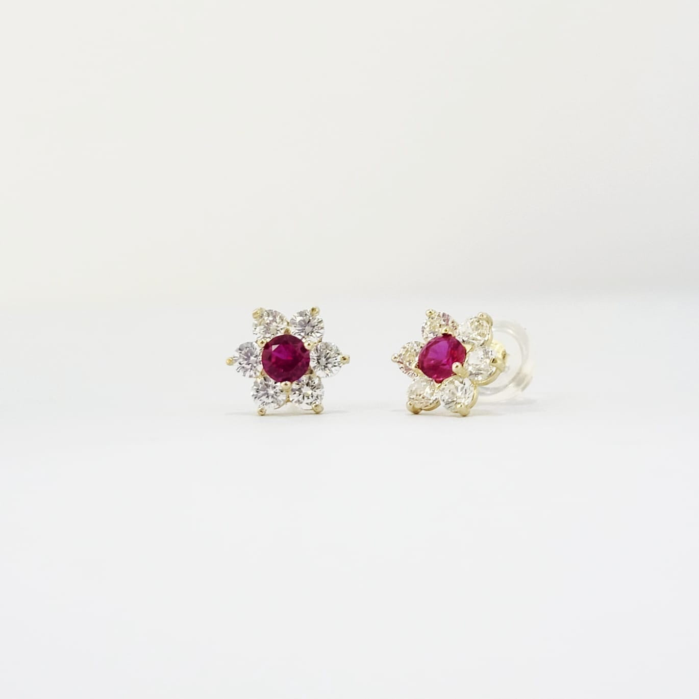 Red &amp; Clear Flower Earrings image 0