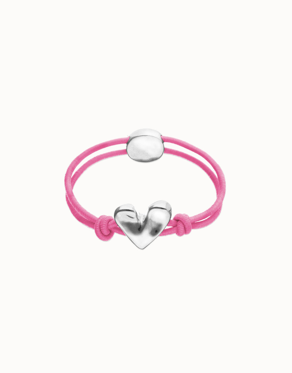 UNO DE 50 “Pálpito Collection”- Pink elastic thread bracelet with heart charm
