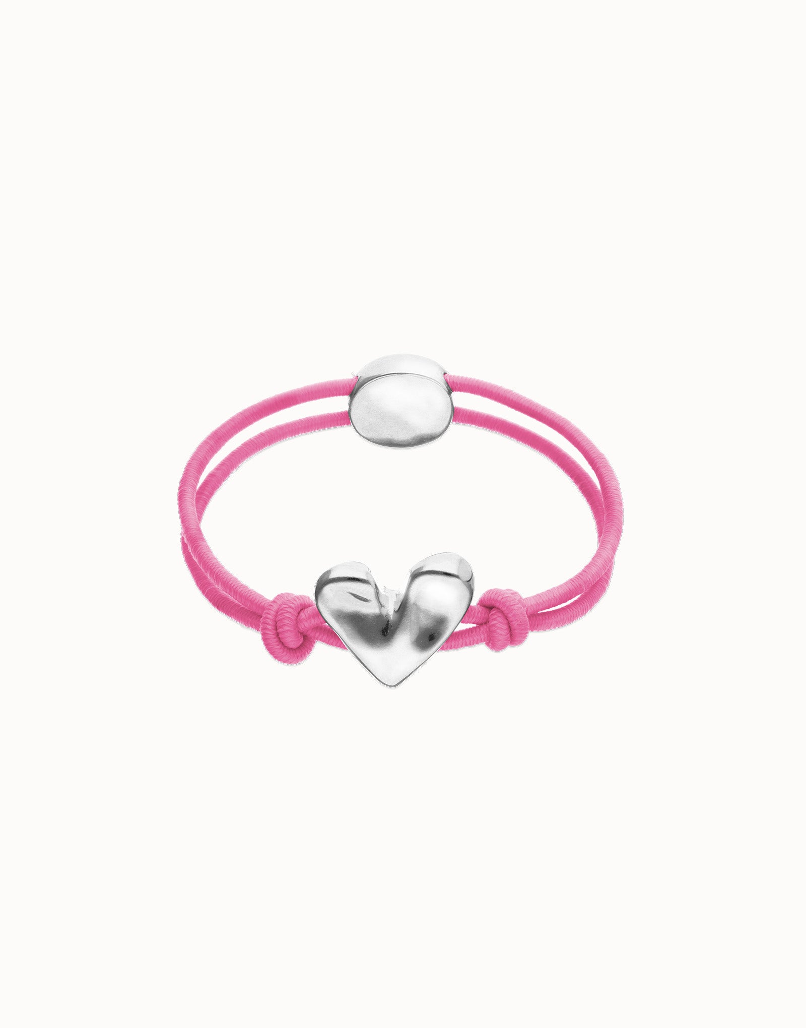 UNO DE 50 “Pálpito Collection”- Pink elastic thread bracelet with heart charm