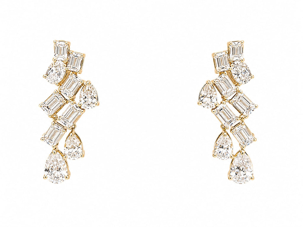 Lab Grown Diamond- Baguette & Pear Cut Earrings