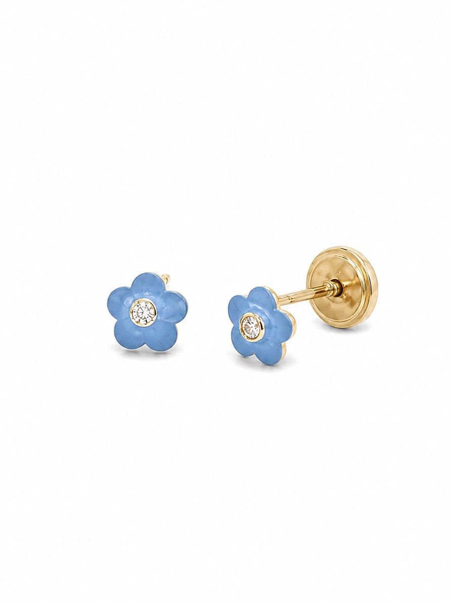 Studs- Blue Flowers Earrings