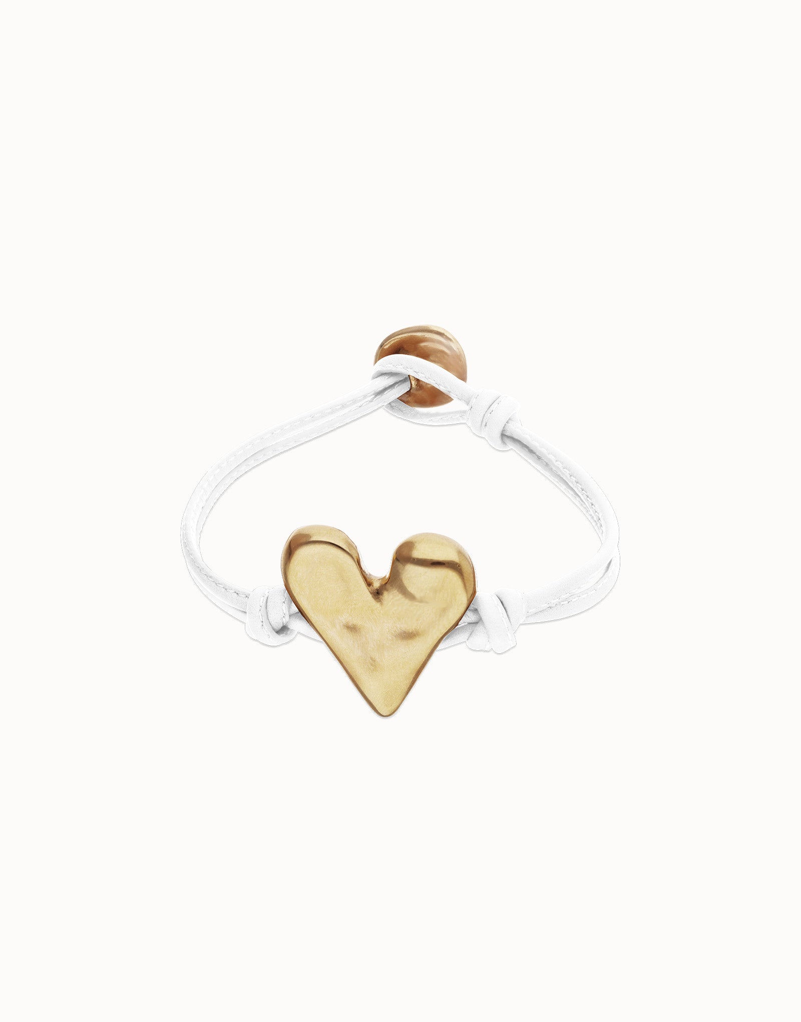 UNO DE 50 “Pálpito Collection”- White leather bracelet with heart detail