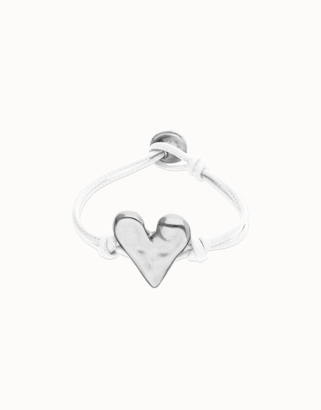 UNO DE 50 “Pálpito Collection”- White leather bracelet with heart detail