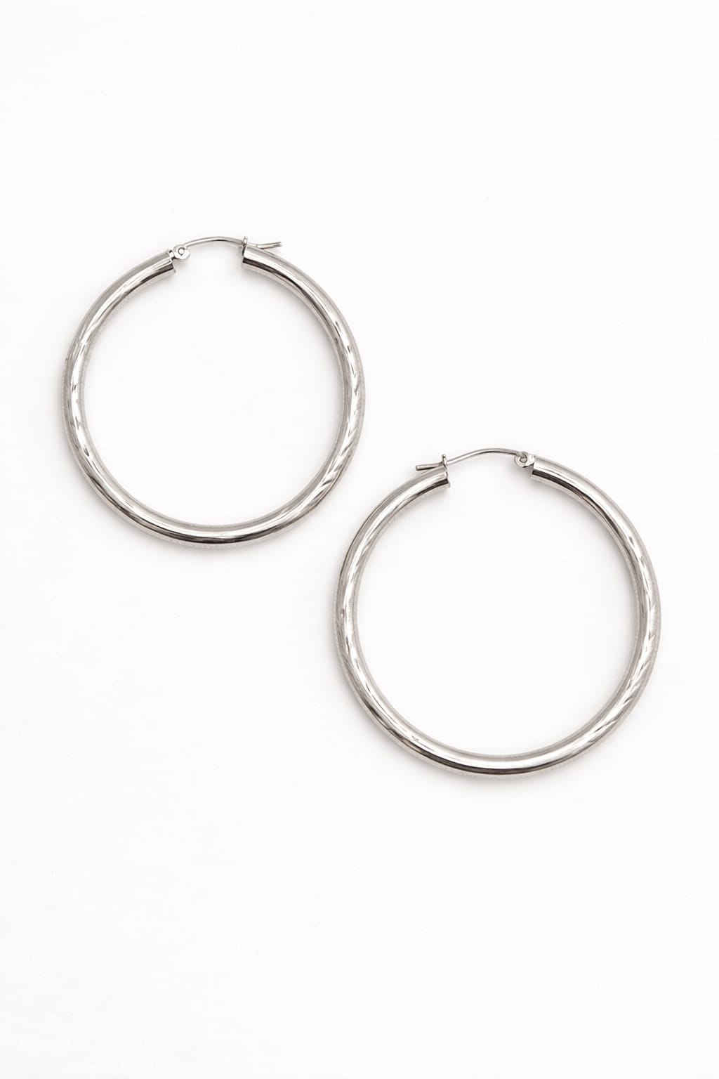 White Gold Fancy Hoops Large