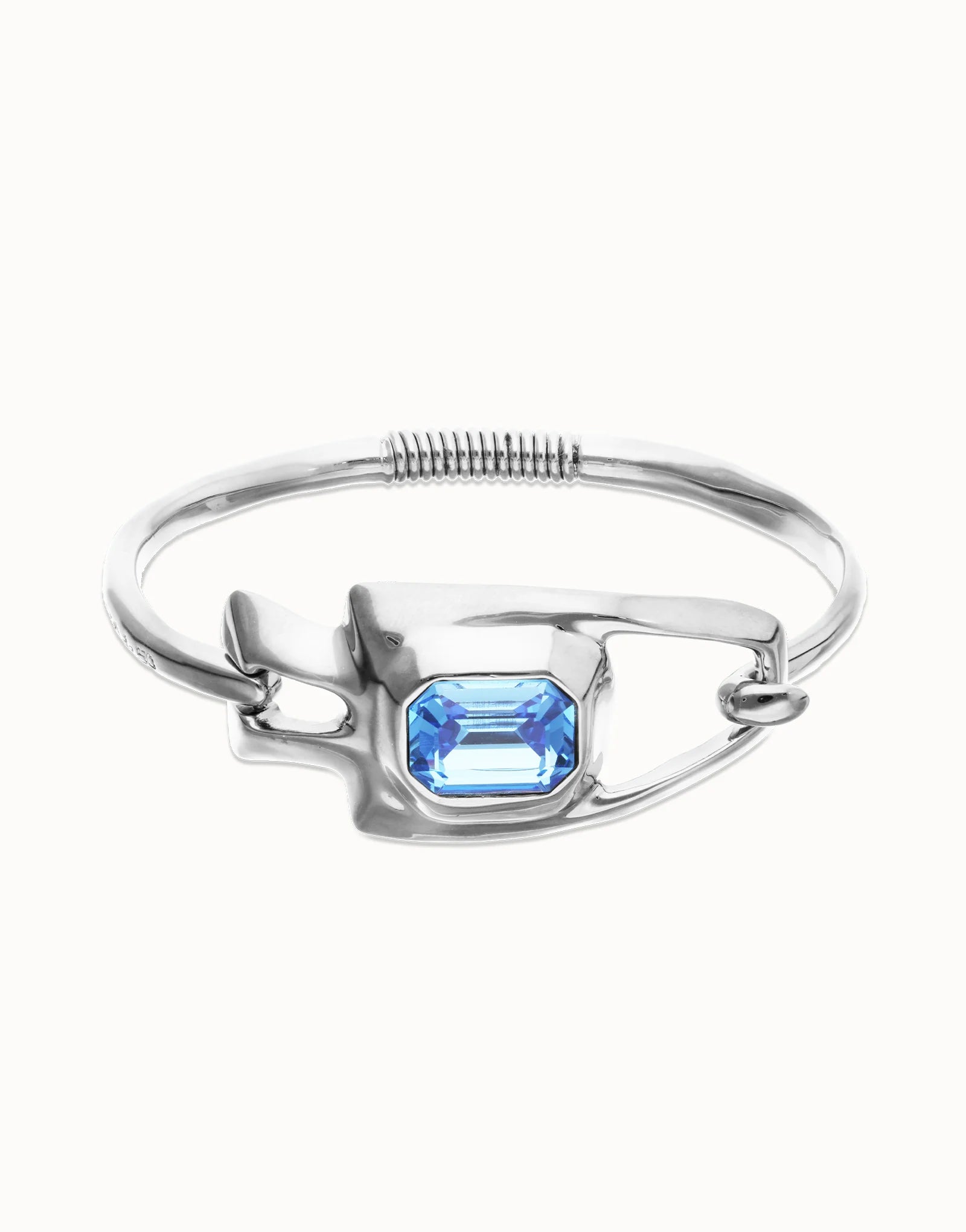 UNO DE 50- “Núcleo Collection” Semi-rigid bracelet with blue faceted crystal