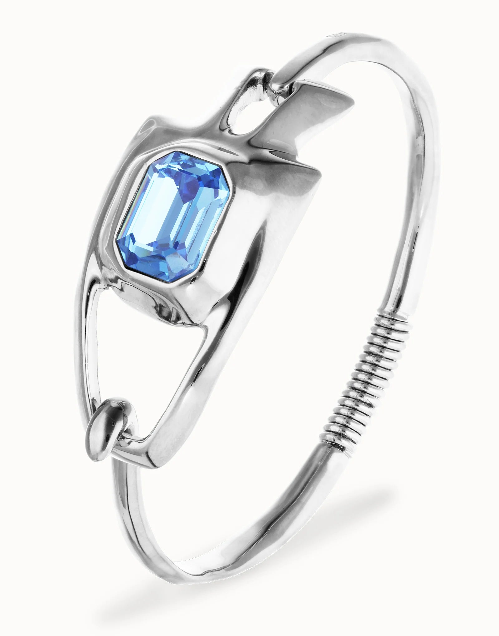 UNO DE 50- “Núcleo Collection” Semi-rigid bracelet with blue faceted crystal