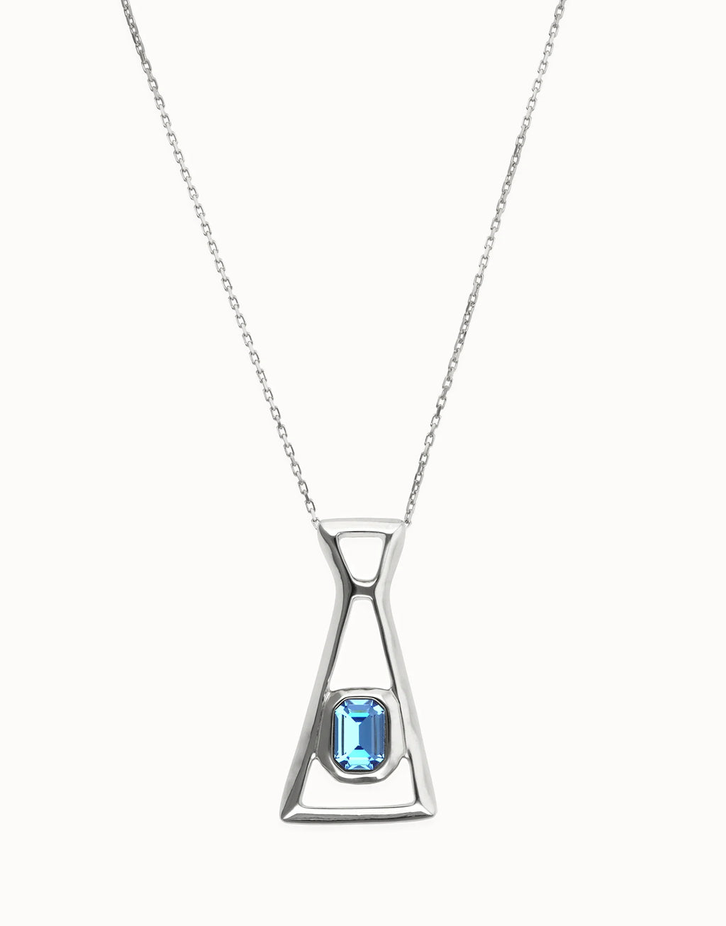 UNO DE 50- “Núcleo Collection” Long necklace with pendant and rectangular blue faceted crystal