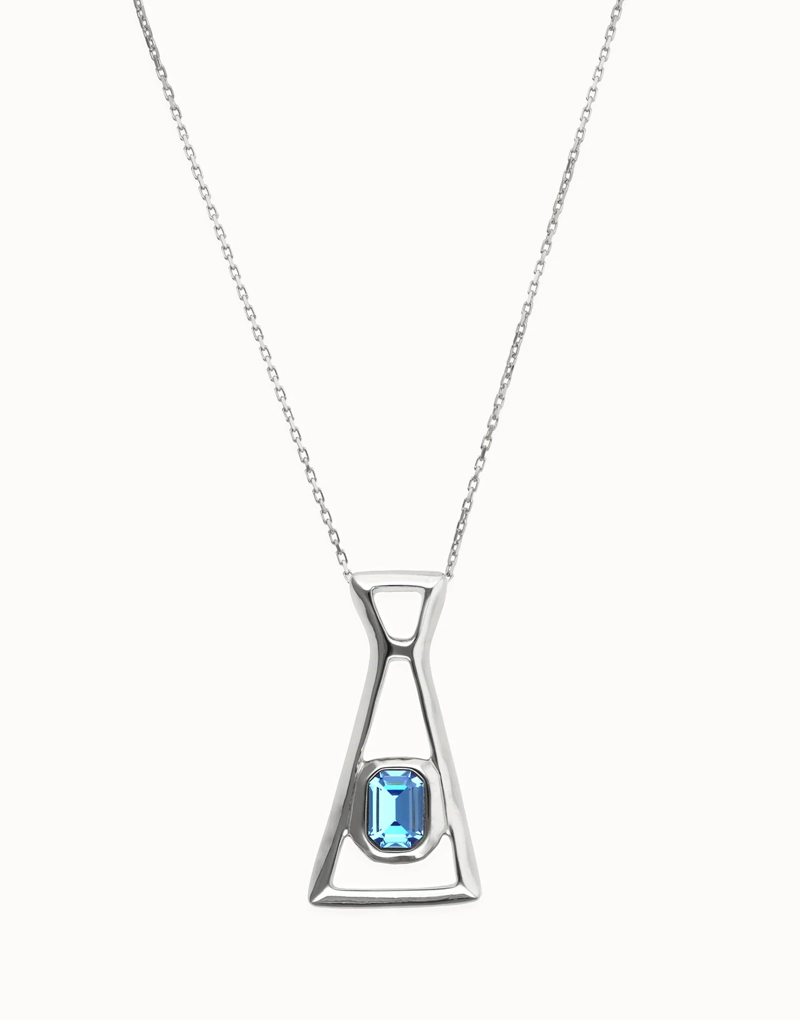 UNO DE 50- “Núcleo Collection” Long necklace with pendant and rectangular blue faceted crystal