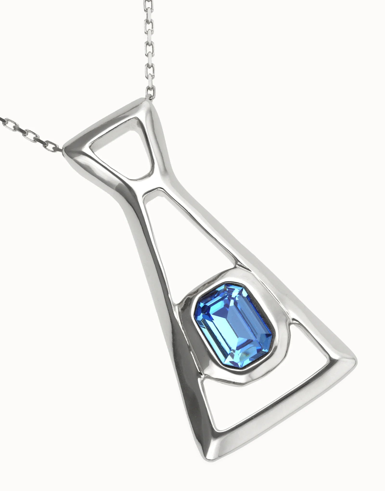 UNO DE 50- “Núcleo Collection” Long necklace with pendant and rectangular blue faceted crystal