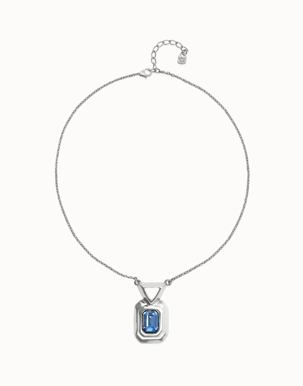 UNO DE 50- “Núcleo Collection” Necklace with rectangular blue faceted crystal