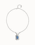 UNO DE 50- “Núcleo Collection” Necklace with rectangular blue faceted crystal