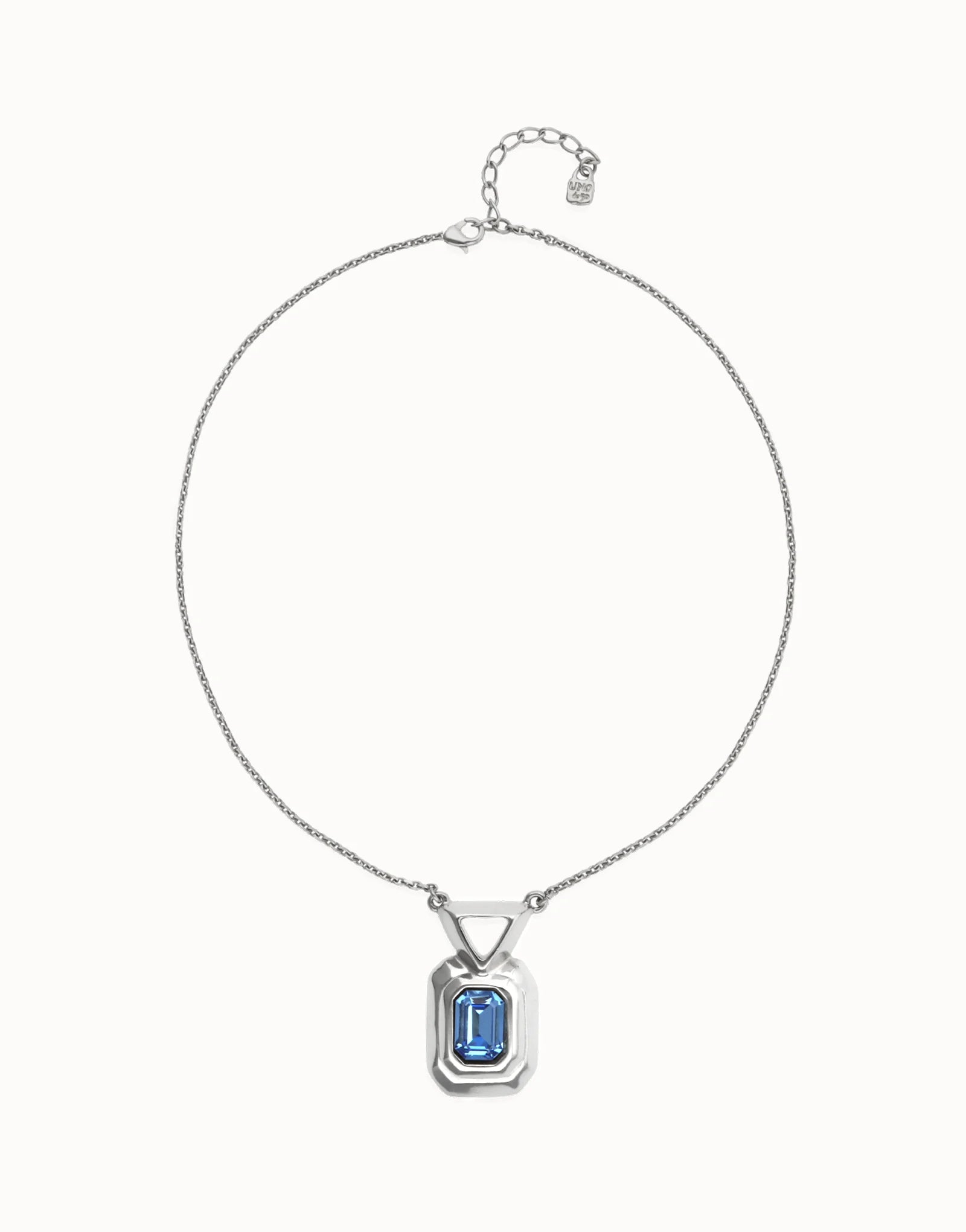 UNO DE 50- “Núcleo Collection” Necklace with rectangular blue faceted crystal