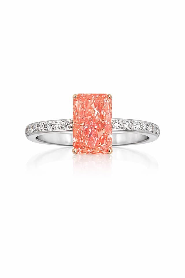 LAB GROWN DIAMOND- Pink Rectangular Cut Solitaire