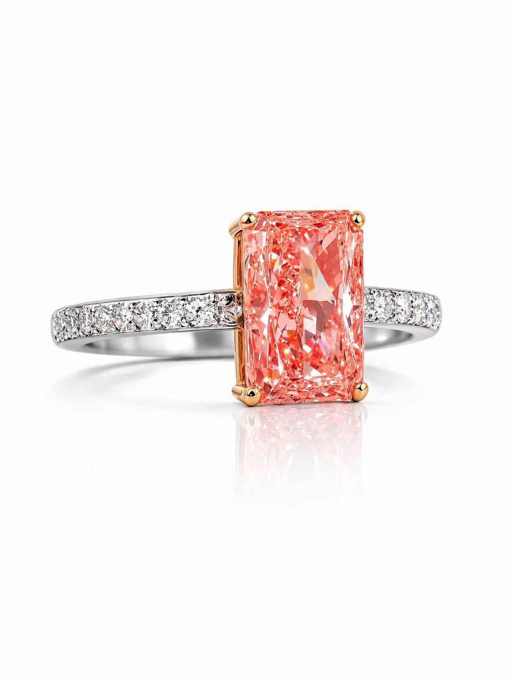 LAB GROWN DIAMOND- Pink Rectangular Cut Solitaire