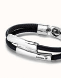 UNO DE 50- Double strand lether bracelet with two tubes