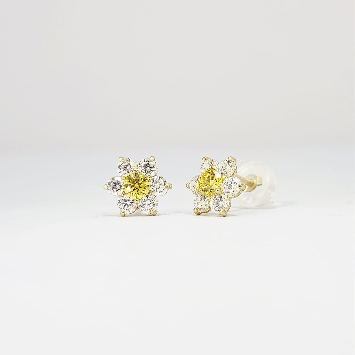 Yellow &amp; Clear Flower Earrings image 0