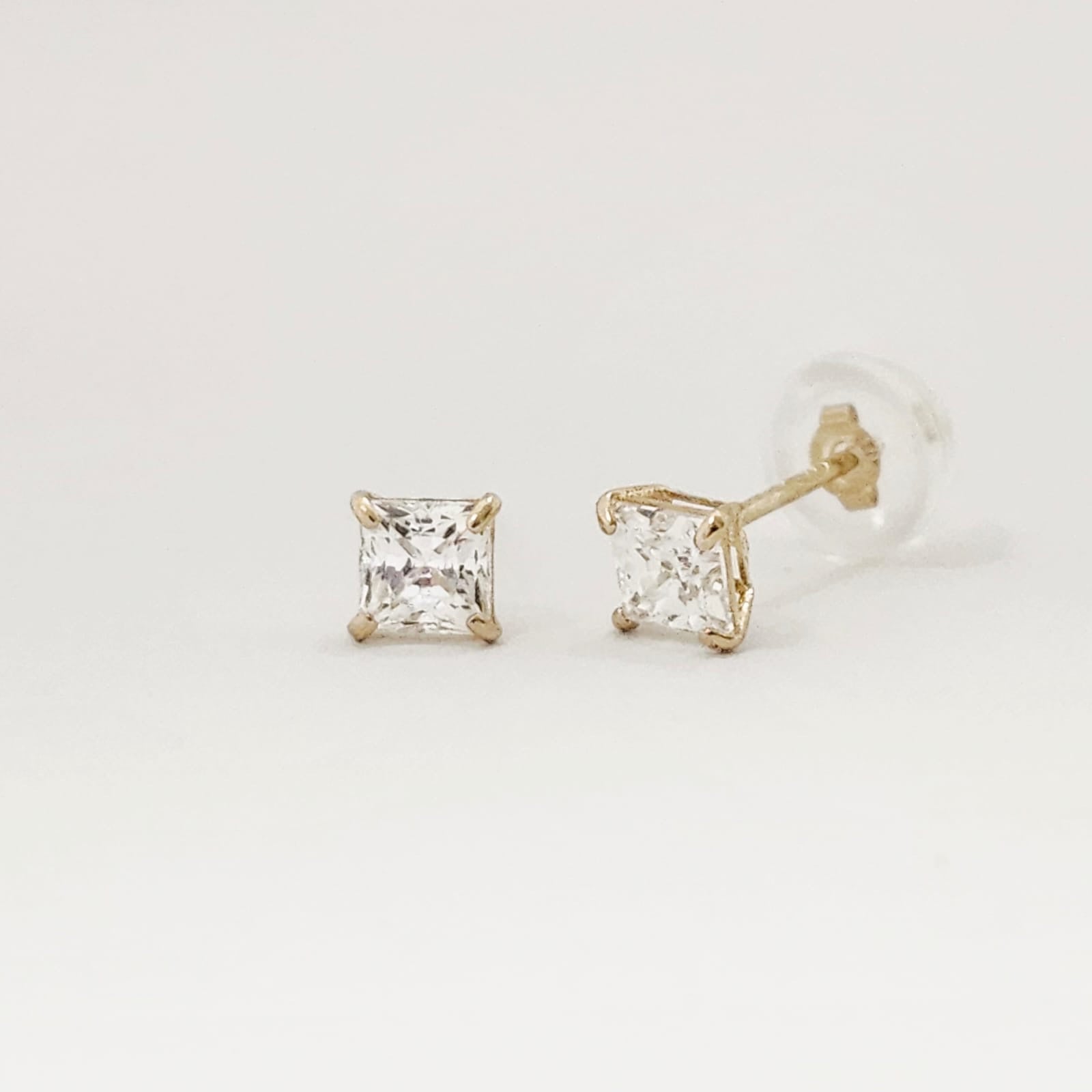 CZ- 3mm Heavy Basket Earrings image 0