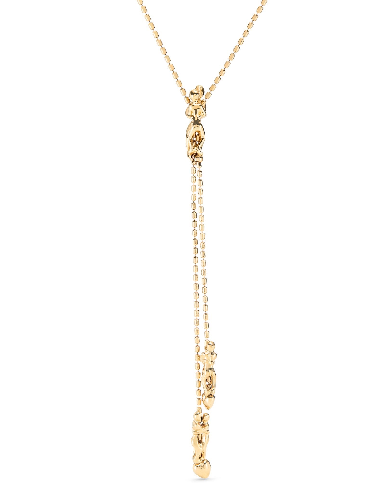 UNO DE 5O- Long adjustable chain necklace with three figures- Gold image 1