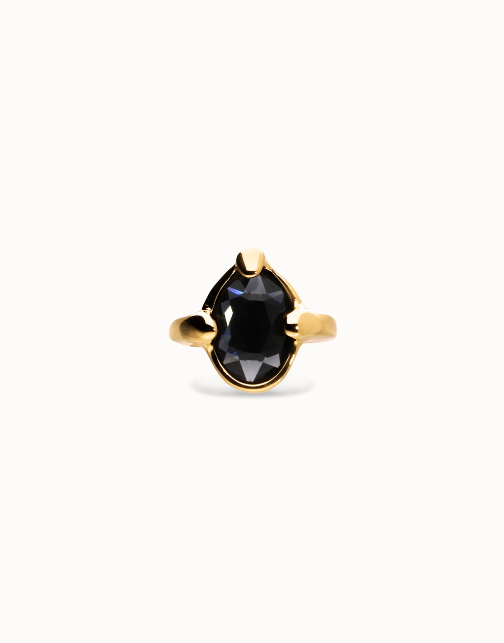 UNO DE 5O- Ring with oval faceted black crystal image 1