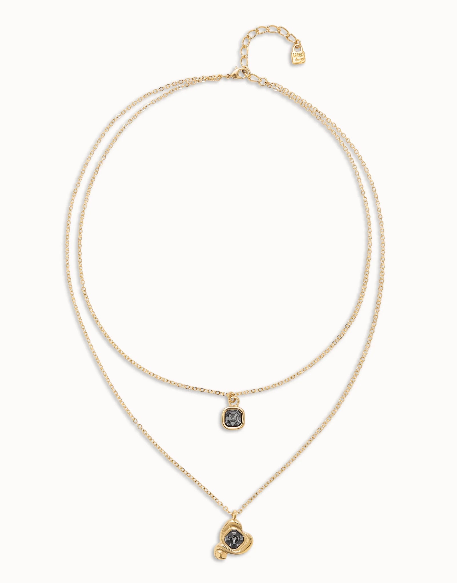 UNO DE 5O- Multi-layer pendant link chain necklace with heart charm image 0