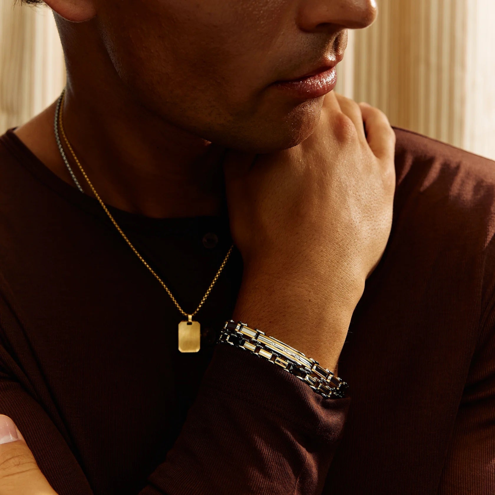 ARZ STEEL- Mini Modern ID Plate Gold image 1