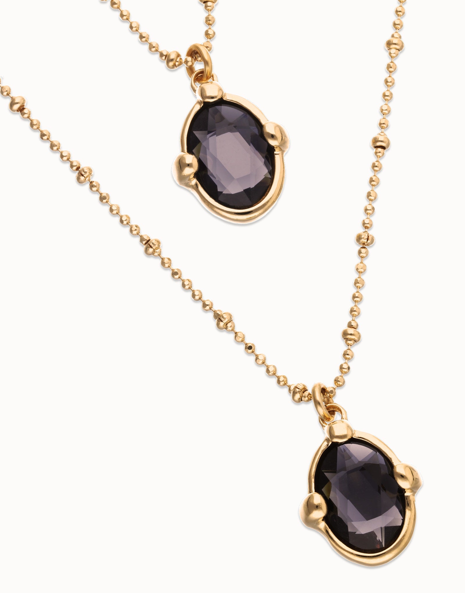UNO DE 5O- Multi strand necklace with two black oval faceted crystals image 2