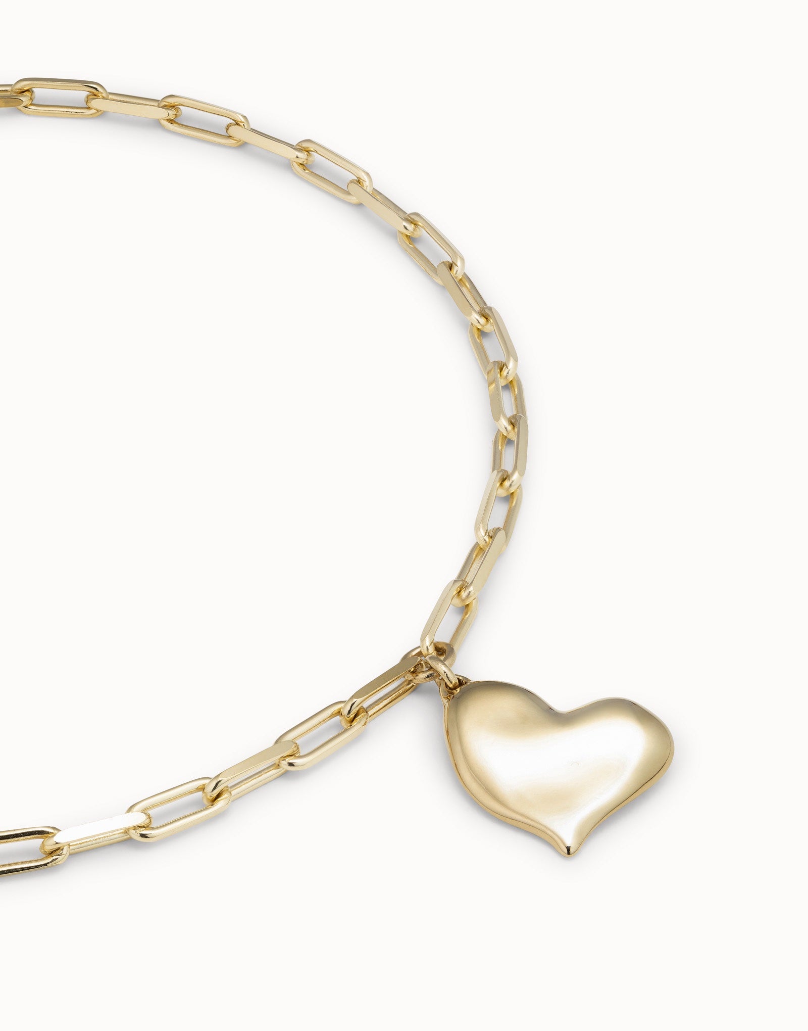 UNO DE 5O- Link chain necklace with heart- Gold image 2