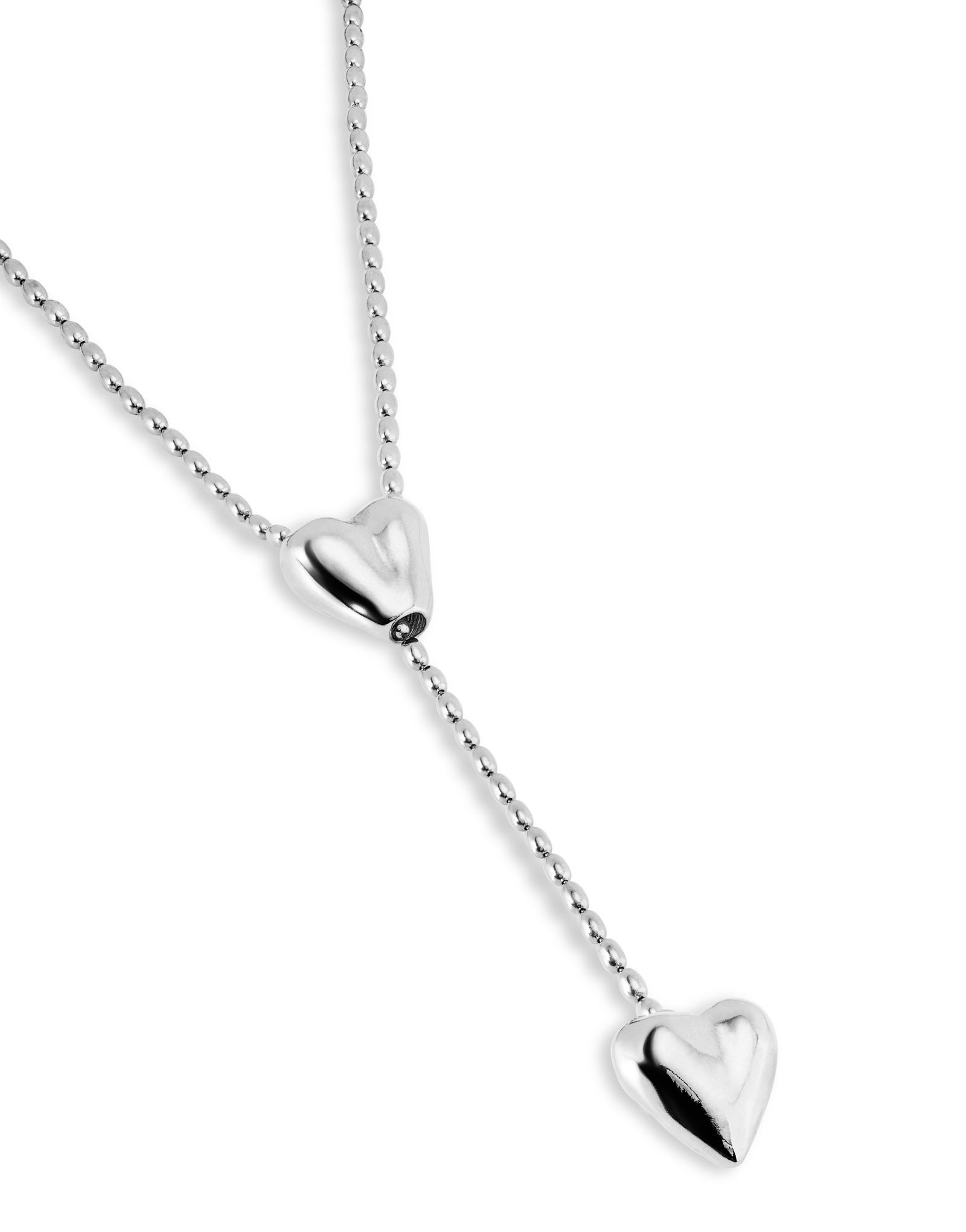 UNO DE 5O- Long adjustable chain necklace with two hearts Silver image 2