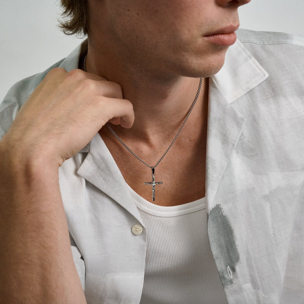 ARZ STEEL- Crucified Cross Pendant Silver image 1