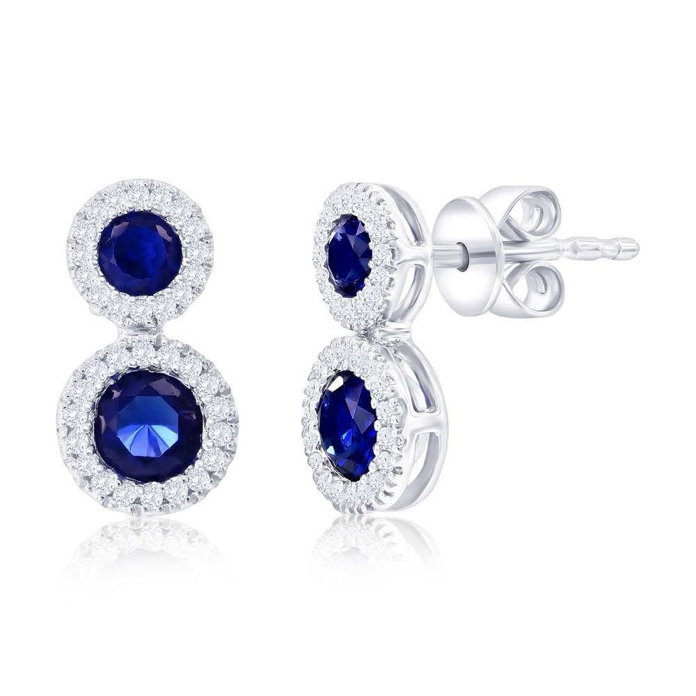 S925- Sapphire &amp; Diamonds Earrings image 0
