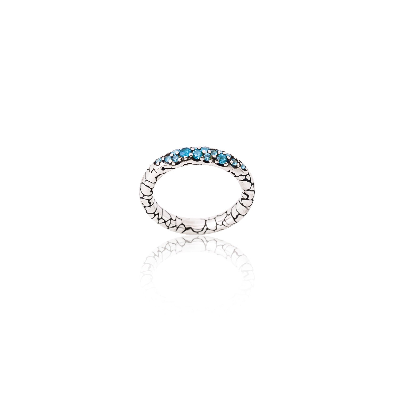 MISTERO- Silver &amp; Blue CZ Ring image 0